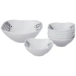 Larah by Borosil White Glass Pudding Set of 7-41