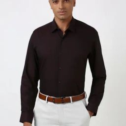Peter England Brown Slim Fit Printed Shirt-image-88