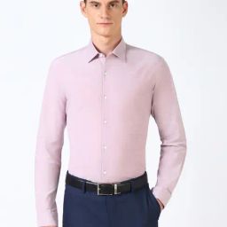 Peter England Pink Cotton Regular Fit Shirt-picture-7