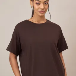 Mayra Women Drop-Shoulder Sleeves Raw Edge T-shirt-picture-11