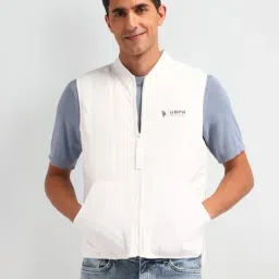 U.S. Polo Assn. Denim Co. White Regular Fit Quilted Bomber Jacket-image-63
