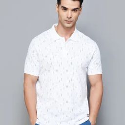 Code by Lifestyle White Regular Fit Printed Polo T-Shirts-image-16
