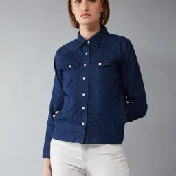 DOLCE CRUDO Navy Relaxed Fit Denim Jacket-picture-15