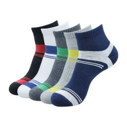 BALENZIA Cotton Striped High Ankle Sports Socks (Pack Of 5)-image-28