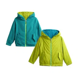 Cherry Crumble By Nitt Hyman Kids Neon Green Regular Fit Reversible Jacket-image-95