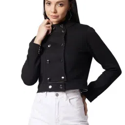 DOLCE CRUDO Black Full Sleeves Cropped Jacket-picture-26