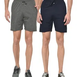 Vimal Jonney Dark Grey & Navy Regular Fit Shorts - Pack of 2-image-48