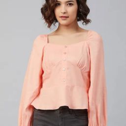 Carlton London Peach Peplum Top-image-5