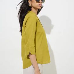 Wardrobe by Westside Lime Solid Blouse-image-47
