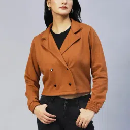Rigo Brown Fleece Biker Jacket-image-24