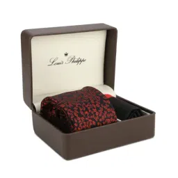 Louis Philippe Maroon Printed Tie & Pocket Square - Pack of 2-image-54