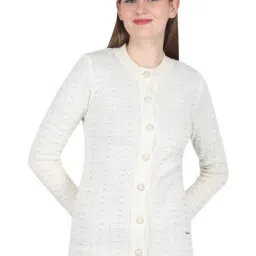 Monte Carlo Off White Self Design Woollen Cardigan-13