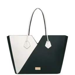 KLEIO Green Color Block Medium Tote Handbag-31