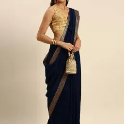 Mohey Blue Silk Woven Saree With Unstitched Blouse-image-88