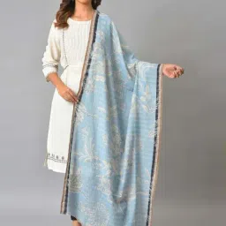 W Sky Blue Printed Shawl-picture-21