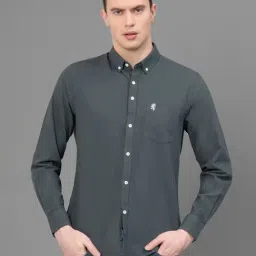 Red Tape Dark Sage Green Regular Fit Cotton Shirt-picture-17