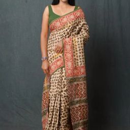 Unnati Silks Cream Silk Printed Saree With Unstitched Blouse-image-39