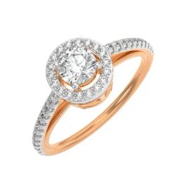 Emori 18k Rose Gold & Diamond Halo Round Ring-image-90