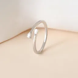 Touch925 Silver Dual Teardrop CZ Stone Band Ring for Women-picture-43