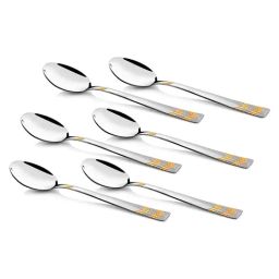 FnS Raga Silver & Gold Stainless Steel Dinner Spoon - Set of 6-45