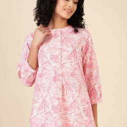 Akkriti by Pantaloons Pink Cotton Printed A Line Short Kurti-image-46