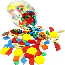 ARIA 2001 Multicolor Plastic Learning Advantage Hollow Pattern Blocks - (Set 250 Pcs) in a Jar-picture-12