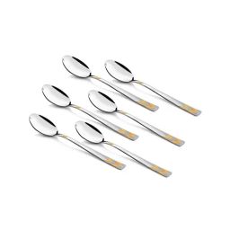 FnS Raga Silver & Gold Stainless Steel Dinner Tea Spoon - Set of 6-44