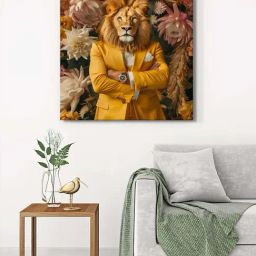 999Store Multicolor Canvas Lion In Floral Suit Wrapped Painting-96
