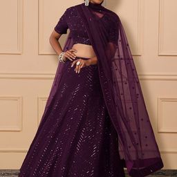 DIVASTRI Embroidered Thread Work Semi-Stitched Lehenga & Unstitched Blouse With Dupatta-image-42