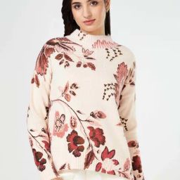 Honey by Pantaloons White & Pink Printed Sweater-42