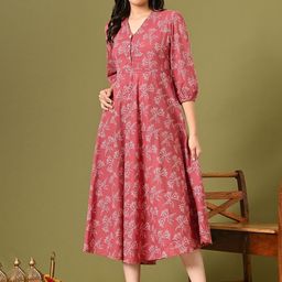 Sangria Women Peach Cotton Dresses-picture-25