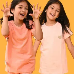 Anthrilo Girls Multi Bow And Heart Short Sleeves T-Shirts-image-34