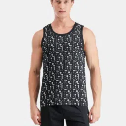 FCUK Black Cotton Print Sleeveless Vests-image-94