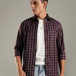 Tommy Hilfiger Red Cotton Regular Fit Checks Shirt-picture-30