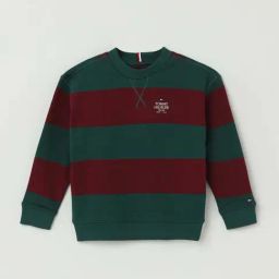 Tommy Hilfiger Kids Deep Rouge/Ornamental Green Striped Full Sleeves Sweatshirt-picture-48