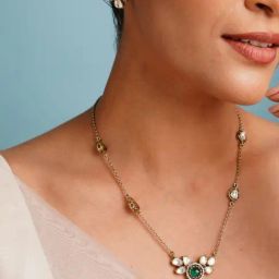 Abdesigns Gold-Tone Plated Minimal Pendant & Earring Set-32