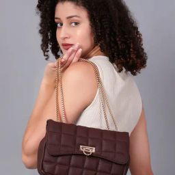 Carlton London Brown Quilted Medium Sling Handbag-image-35