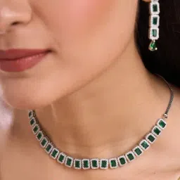 Abdesigns Silver Statement Necklace & Earring Set-image-24