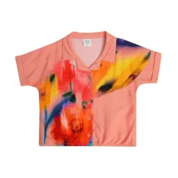 Miniklub Girls Peach Printed Regular Fit Top-image-9