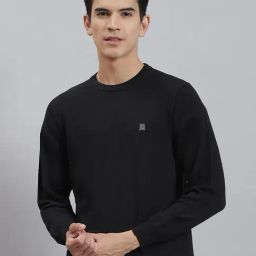 Monte Carlo Black Cotton Regular Fit Solid Pullover-picture-22