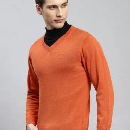 Monte Carlo Rust Cotton Regular Fit Solid Pullover image 3