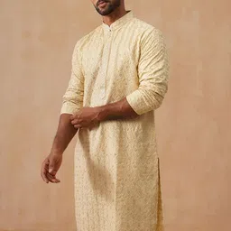 Jompers Men Embroidered Regular Chikankari Kurta with Pyjamas-image-84