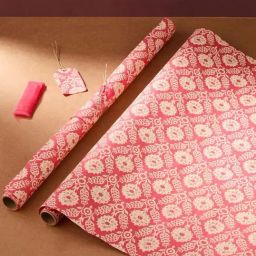 Fabindia Home Pink Paper Printed Sarkhaab Wrapping Sheet - Set of 2-image-97