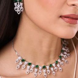 Abdesigns Silver Statement Necklace & Earring Set-image-59