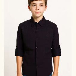 Charchit Boys Black Cotton Embellished Comfort Fit Shirt-picture-17