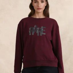 RAREISM Maroon Blended Graphic Sweatshirt-image-64