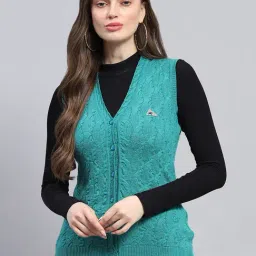 Monte Carlo Green Wool Self Design Cardigan-picture-19