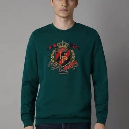 Louis Philippe Green Regular Fit Embroidered Sweatshirt-image-53