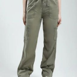 Monte Carlo Green Cotton Blend Solid Cargos-image-59