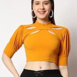 Prettify Yellow Regular Fit Crop Top-image-71